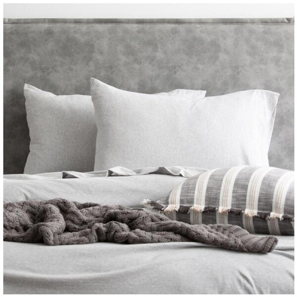 4x 2pc Renee Taylor Comfort T’s Organic Cotton Standard Pillowcase Grey Marle