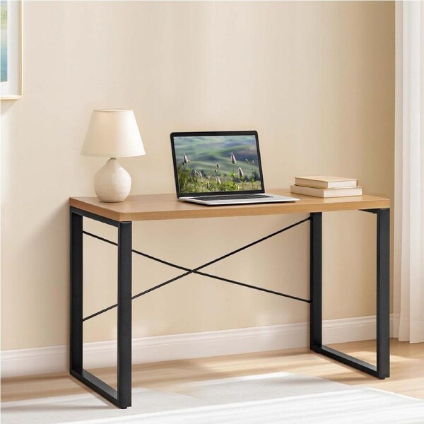 ACA 120cm Rectangular Computer Office Study Desk Table Writing Workstation Light Wood& Black