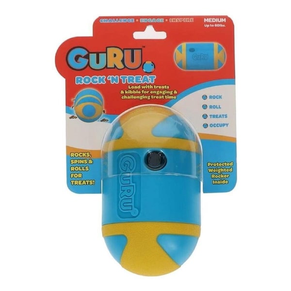 GURU Rock 'N Treat - Medium (15x9x9cm) Durable, Fun & Enriching Play Toy for Dogs
