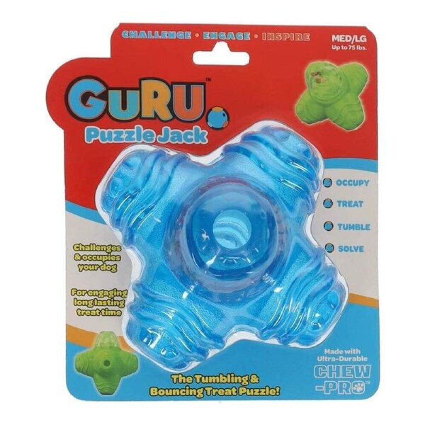 GURU Puzzle Jack - Medium (14x14x14cm) Durable, Fun & Enriching Play Toy for Dogs