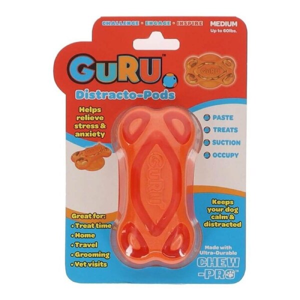 GURU Distracto-Pod Bone - Medium (10.5x6.5x3.5cm) Durable, Fun & Enriching Play Toy for Dogs