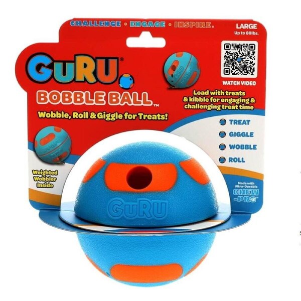 GURU Bobble Ball - (10Cm) - Large - Durable, Fun & Enriching Play Toy for Dogs