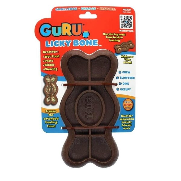 GURU Licky Bone - Medium (20x10x4cm) Durable, Fun & Enriching Play Toy for Dogs