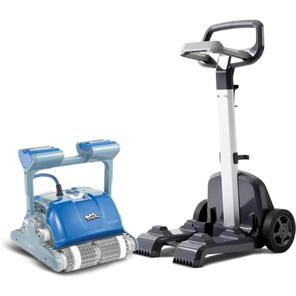 DOLPHIN M400 (Combined Brush) Robotic Pool Vacuum Cleaner for Rough Pool Surfaces, Easy-to-Clean Filter, Up to 12m Pool. Cleans Waterline, Walls, and Floor with Free Caddy