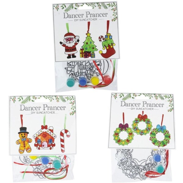 Pack of 3 Paint Your Own Christmas Suncatcher Kit Assorted