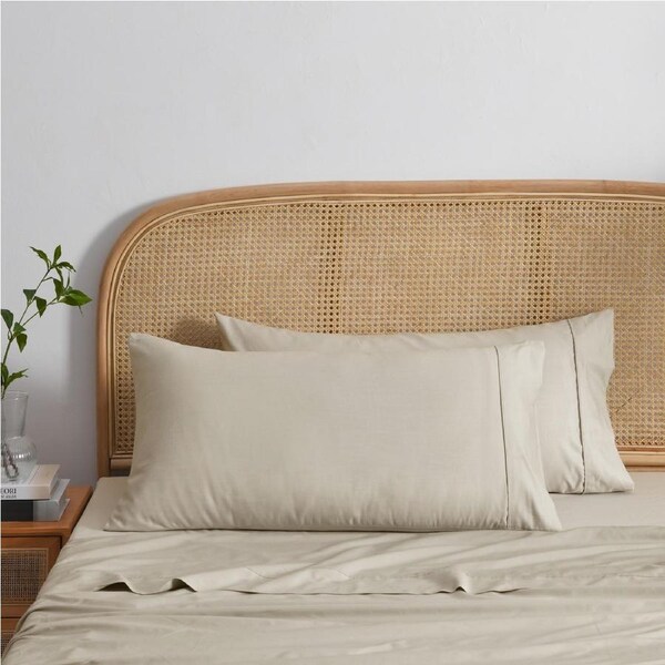 Dreamaker 1500TC Cotton Rich King Pillowcase Twin Pack - Oat