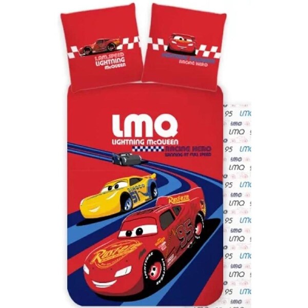 Disney Cars Lightning McQueen Red Cotton Kids Quilt Cover Set - Toddler Bed Size
