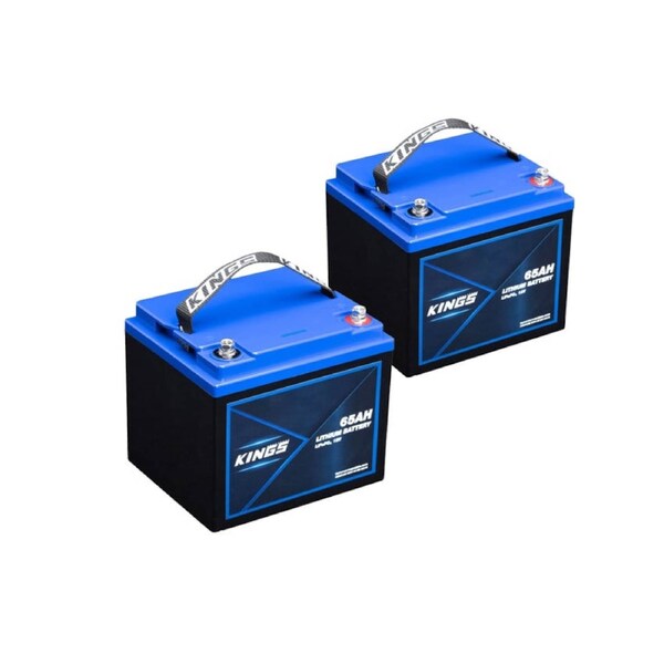 2x Kings 12V 65Ah Deep Cycle Lithium LiFePO4 Battery 3yr Wrnty