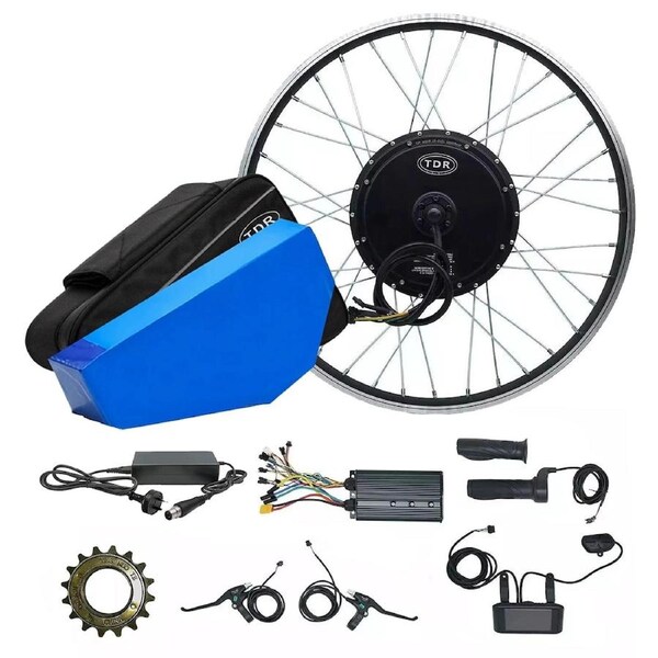 TDR 72V 3000W Ebike Conversion Kit 27.5 Inch Rear Wheel Hub Motor 30Ah Triangle Battery LCD Display Twist Throttle Electric Assist Single Speed Freewheel Off Road Electric Bike Kit
