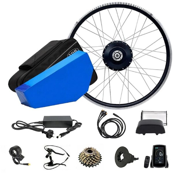 TDR 48V 500W Ebike Conversion Kit 700C / 28 Inch / 29 Inch Rear Hub Motor with 35Ah Triangle Battery LCD Display Thumb Throttle Pedal Assist Shimano 7 Speed Freewheel Electric Bike Wheel Kit
