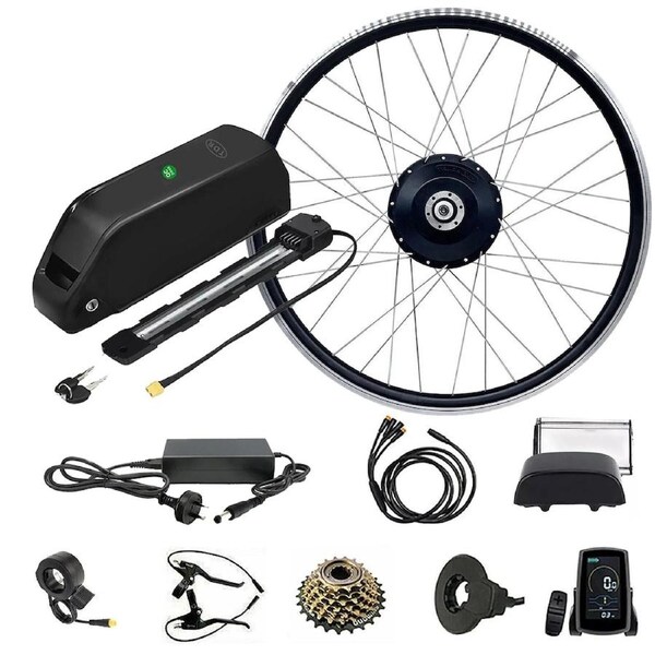 TDR 48V 500W Ebike Conversion Kit 26 Inch Rear Hub Motor with 20Ah Downtube Battery LCD Display Thumb Throttle Pedal Assist Shimano 7 Speed Freewheel Electric Bike Wheel Kit