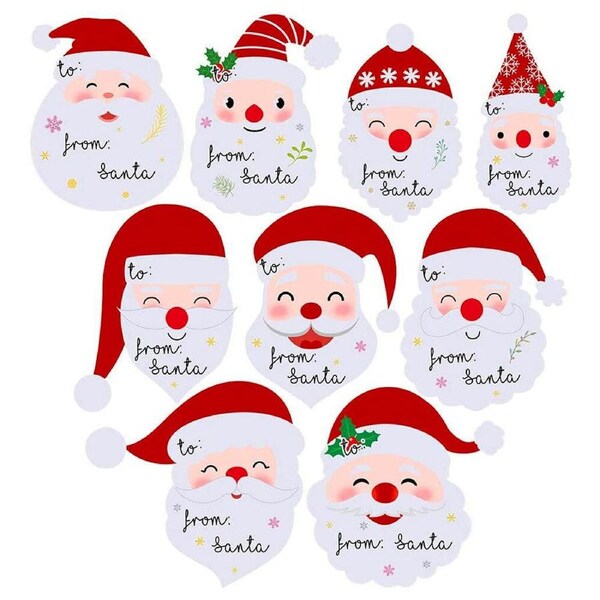 12 Sheets 108 Pcs Santa Tag Stickers Christmas Labels Stickers Name Tag Stickers