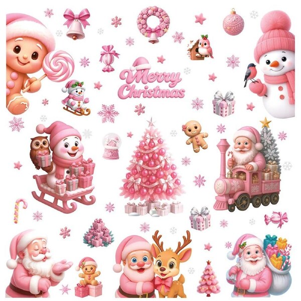 8 Sheet Christmas Window Clings Santa Claus Decorations Christmas Glass Decals