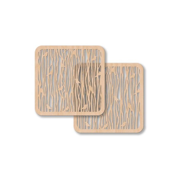 2pc Nord Deco Wooden Coaster Kitchen Table Decor Set Small Birds 10x10x0.3cm