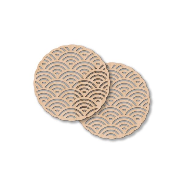 2pc Nord Deco Wooden Coaster Kitchen Table Decor Set Arches 10x10x0.3cm