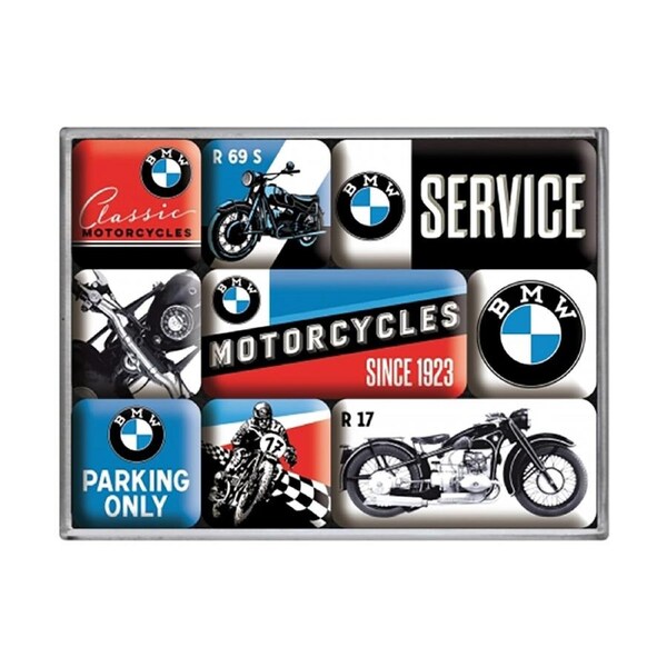 9pc Nostalgic-Art Fridge Decor Magnet Set BMW Motorcycles 7x9.3x2cm