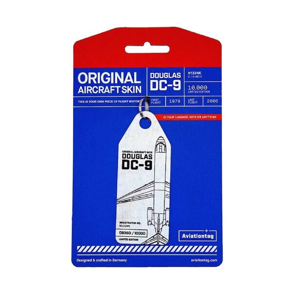 Boyle Aviationtag Keychain Douglas DC-9 Continental Airlines Tag Silver 14.5cm