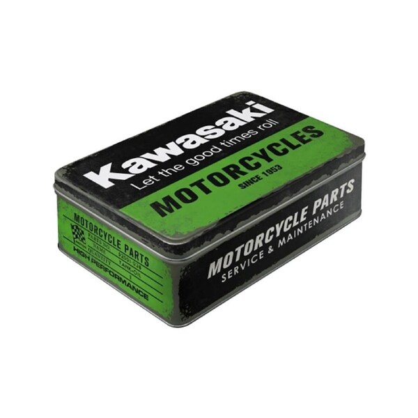 Nostalgic-Art Flat Storage Metal Tin Kawasaki Motorcycle 16x23cm