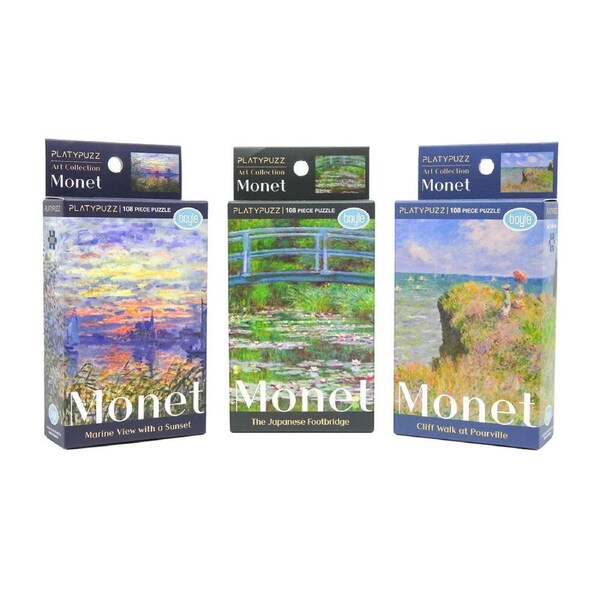 3pc Platypuzz Jigsaw Puzzle Claude Monet Art Set 108 Pieces Each
