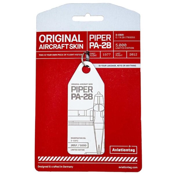 Boyle Aviationtag Keychain Piper PA28 Tag White 14.5cm