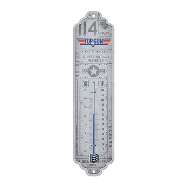 Nostalgic-Art Metal Thermometer Top Gun Aircraft Grey 28x6.5x2cm