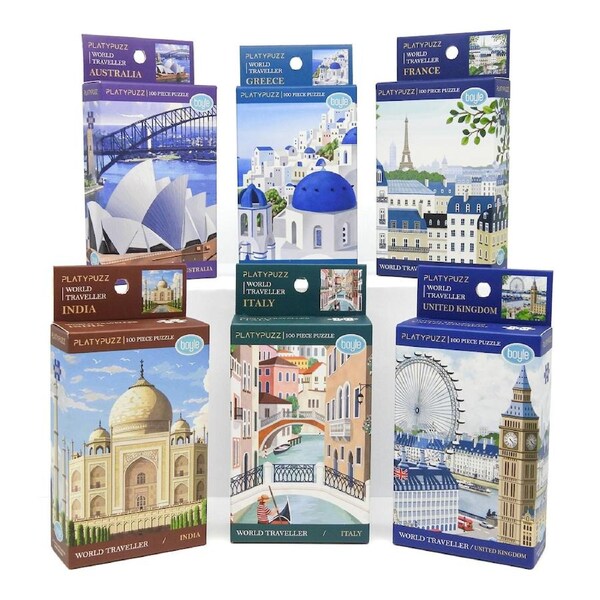 6pc Platypuzz Jigsaw Puzzle Travel Landmarks Set 100 Pieces Each
