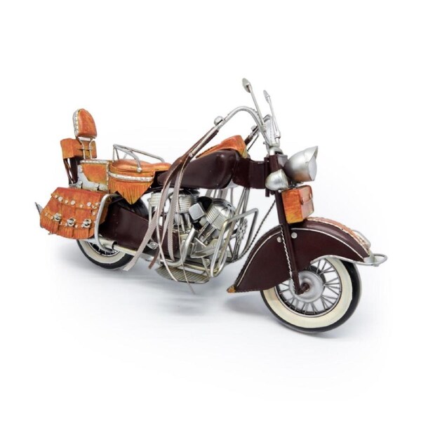 Boyle Metal Ornament Home Decor Indian Motorbike w/ Leatherette Handles 36cm