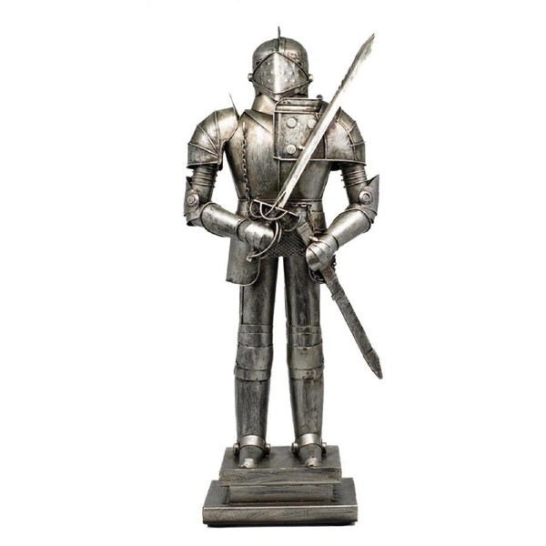 Boyle Metal Knight Handmade Ornament Home Decor Silver Decorative Statue 46cm