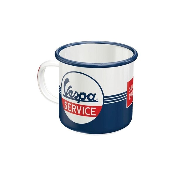Nostalgic-Art Enamel Coffee Mug Scooter Theme Vespa Service 360ml 8x8cm