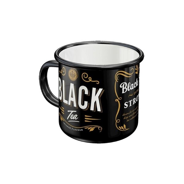 Nostalgic-Art Enamel Coffee Mug Black Tea Design 360ml 8x8cm