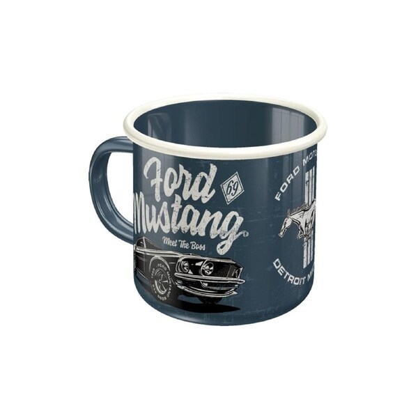 Nostalgic-Art Enamel Coffee Mug Ford Mustang The Boss 8x8cm 360ml
