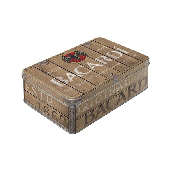 Nostalgic-Art Storage Tin Bacardi Wood Barrel Design 23x16x7cm