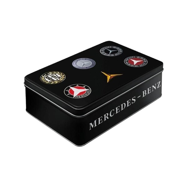 Nostalgic-Art Storage Tin Mercedes-Benz Logo Embossed 23x16x7cm Flat Metal Box