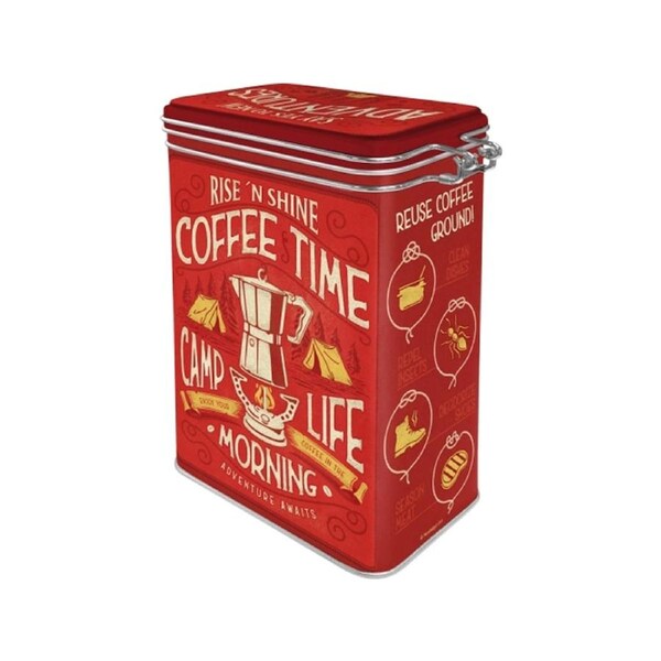 Nostalgic-Art Storage Clip Top Tin 1.3L 17.5cm Coffee Time Camp Liife