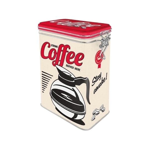 Nostalgic-Art Storage Clip Top Tin 1.3L 17.5cm Coffee Served Here