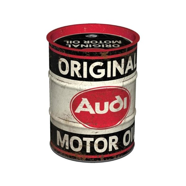 Nostalgic-Art Money Box Oil Barrel Audi Original Motor 9.3x9.3x11.5cm