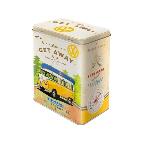 Nostalgic-Art Tin VW Bulli Lets Get Away Design 10x14x20cm Large Storage Box