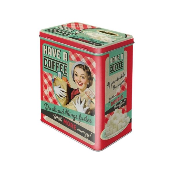 Nostalgic-Art Tin Have A Coffee Design 10x14x20cm Large Storage Box