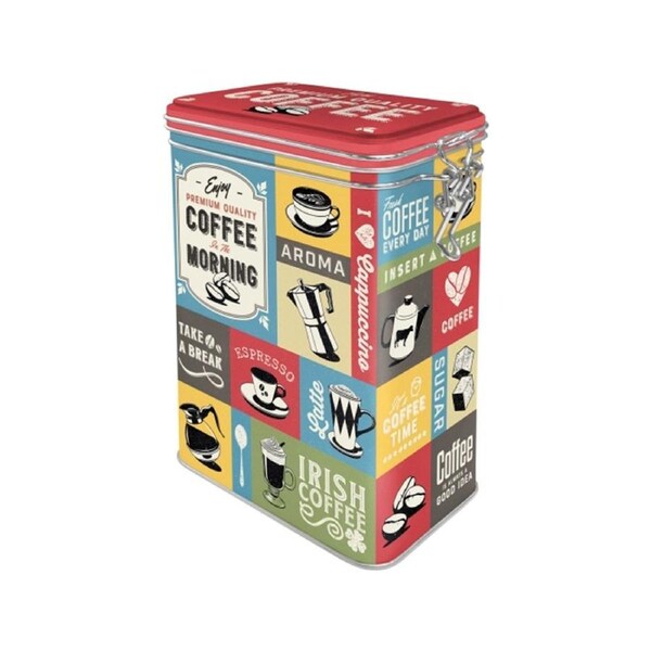 Nostalgic-Art Storage Clip Top Tin 1.3L 17.5cm Coffee Collage
