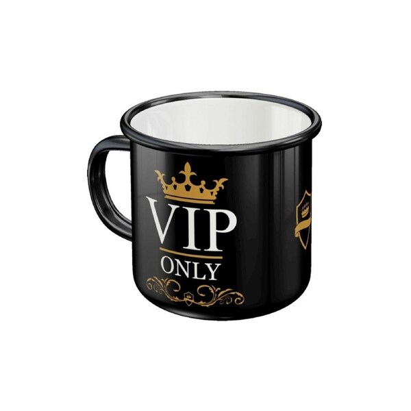 Nostalgic-Art Enamel Coffee Mug VIP Only Black and Gold 8x8cm