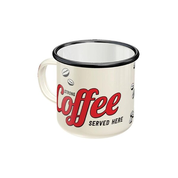 Nostalgic-Art Enamel Coffee Mug Strong Served Here 8x8cm