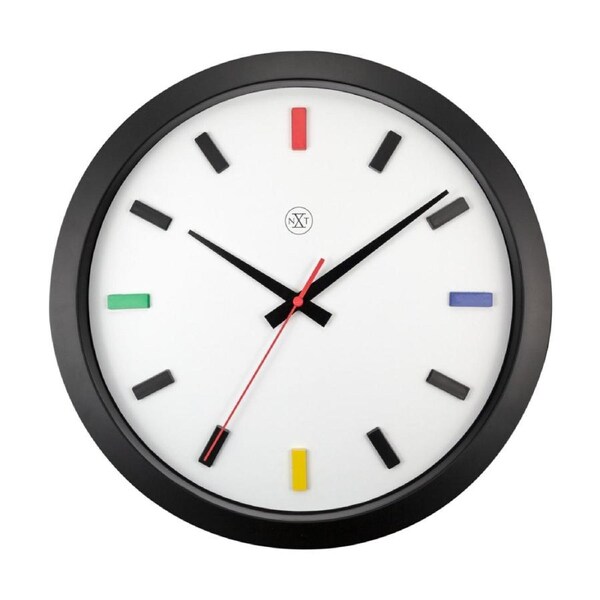 NeXtime Wall Clock Silent Sweep Hour Markers 36cm Black/Red
