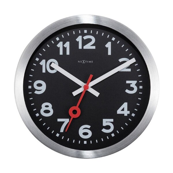 NeXtime Wall Clock Silent Sweep Movement Black Aluminium Frame 19cm