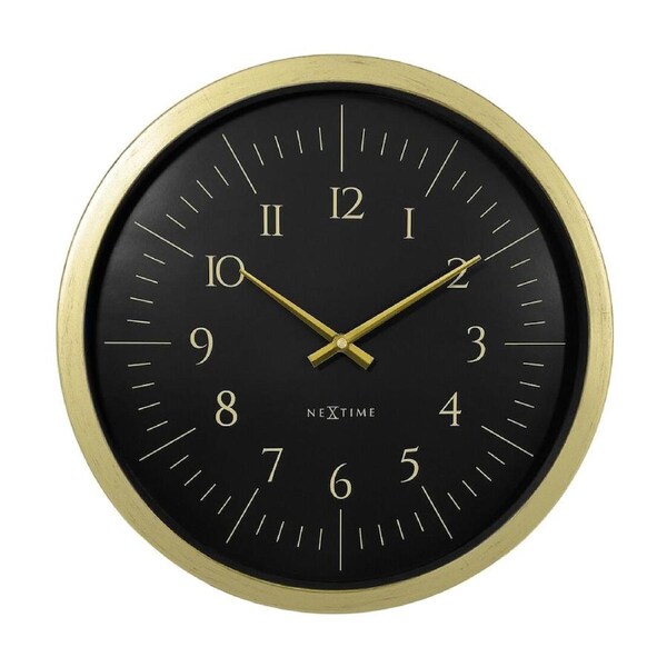 NeXtime Wall Clock Black Dial Brushed Gold Case 40cm Elegant Galaxy Model