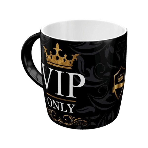 Nostalgic-Art Ceramic Mug VIP Only Retro Black and Gold Design 330ml