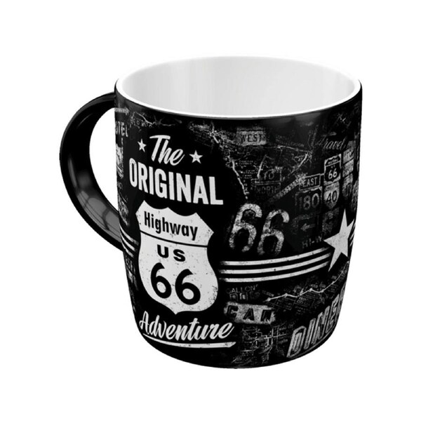 Nostalgic-Art Ceramic Mug Route 66 Adventure Black and White Design 330ml