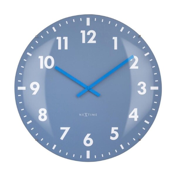 NeXtime Wall Clock Silent Sweep Dome Glass Lens 50cm Blue
