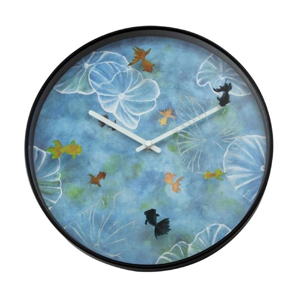 NeXtime Wall Clock Silent Sweep Goldfish Design 30cm Blue Indoor Decor