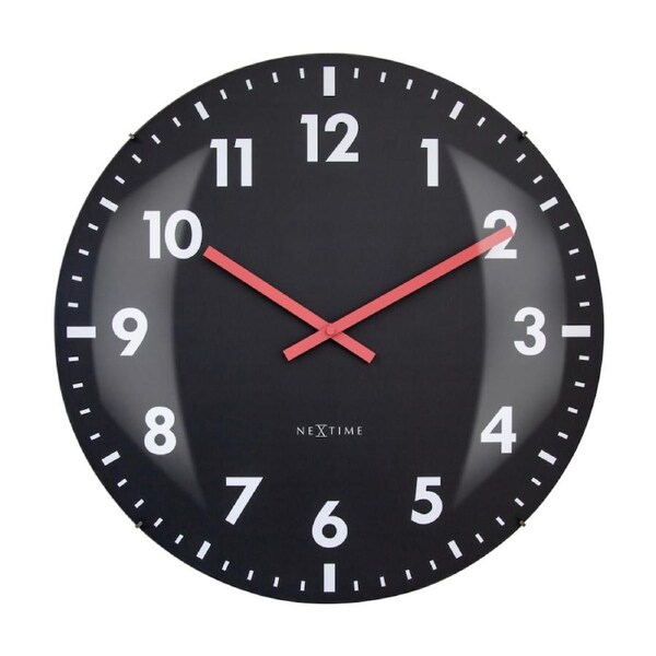 NeXtime Wall Clock Silent Sweep Dome Glass Lens 50cm Black