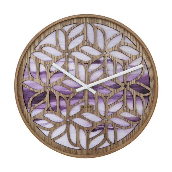 NeXtime Wall Clock Silent Sweep Movement Calming Purple 40cm Yogi Series